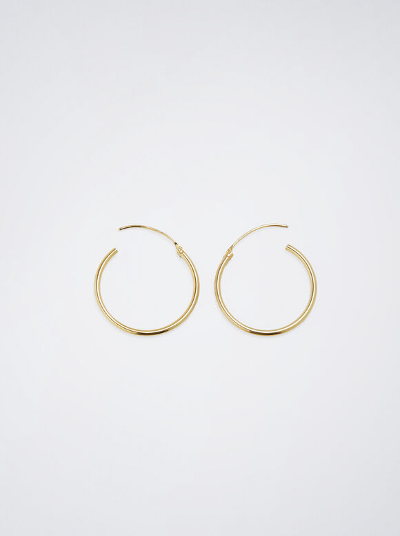 Brincos de argola curtos em prata de lei 925 - Dourado