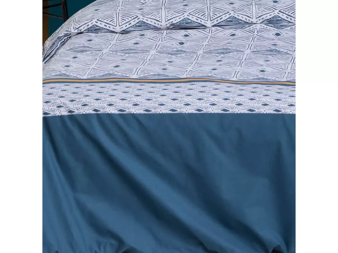 Parure 2 Personnes 240 x 220 cm Housse de couette avec 2 taies en Percale de Coton Imprimé Tihora