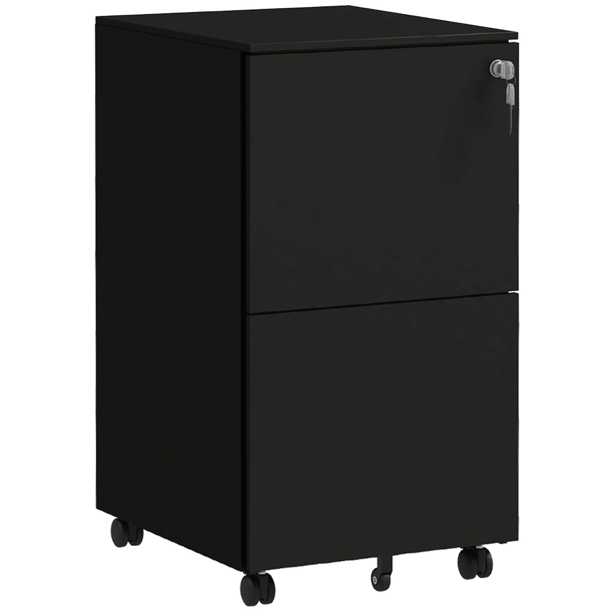 Vinsetto Rollcontainer mit 2 verschließbaren Schubladen schwarz 37L x 43,5B x 67,5H cm