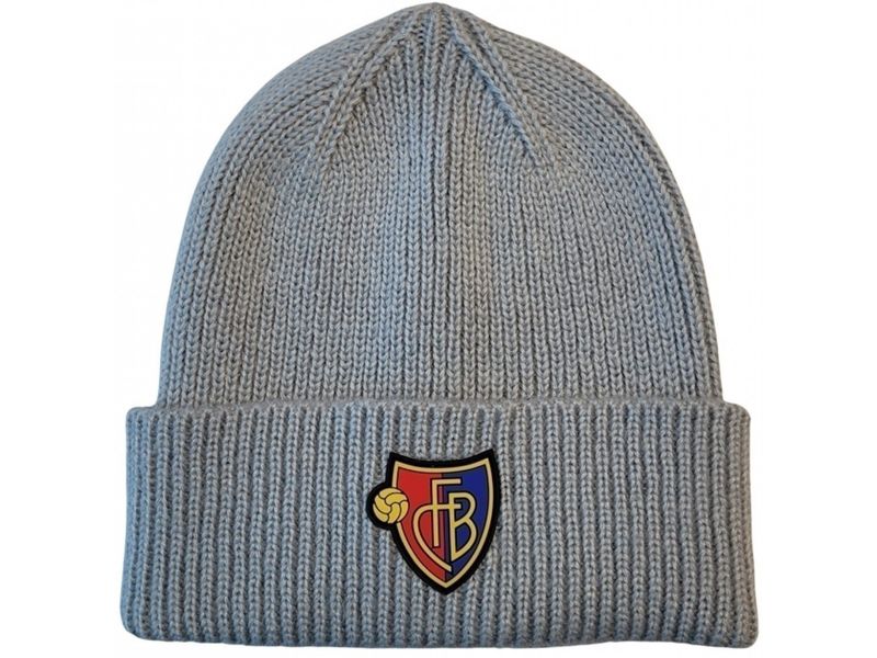 FC Basel Strickbeanie FC Basel, Grau Strickbeanie FCB mit aufgenähtem Logo-Rubberbadge