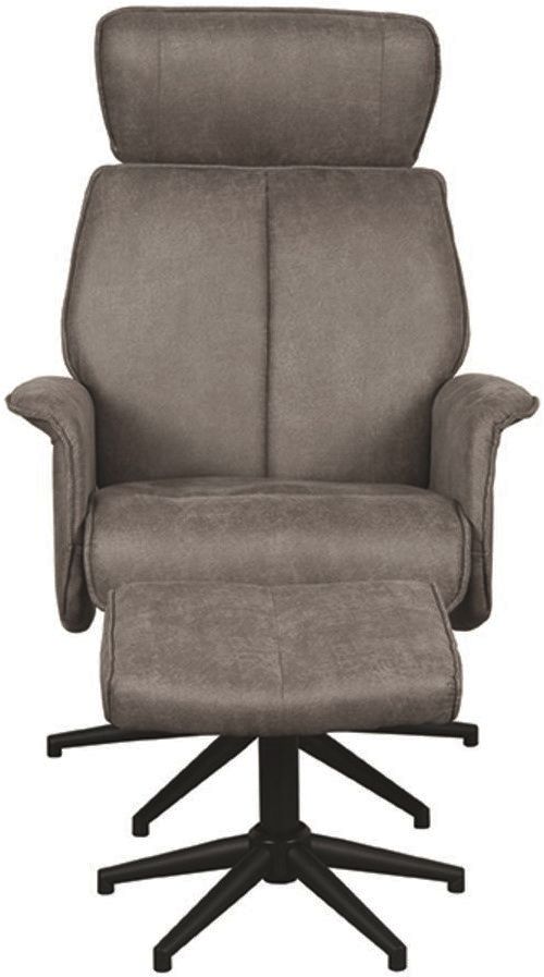 Relaxfauteuil met hocker Taupe Micro Suede CH-73.020 Verdal B77 x D79 x H109 cm