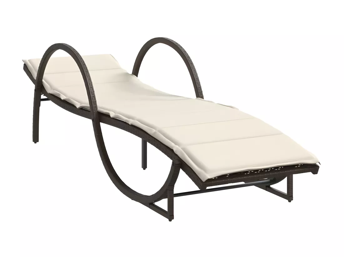 Chaises longues lot de 2 avec table marron résine tressée