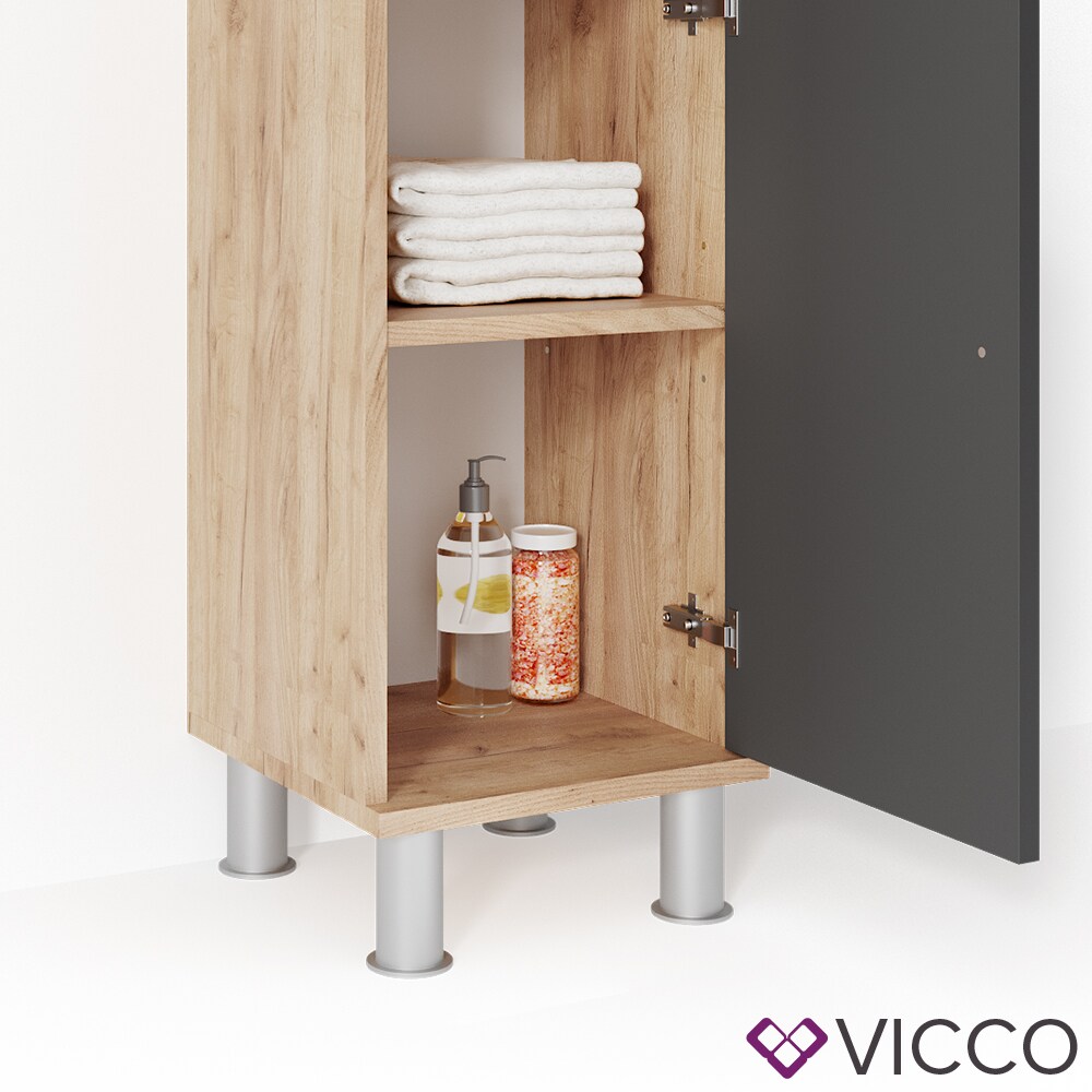 VICCO Badschrank FYNN Eiche Anthrazit Midischrank Badezimmer Regal Badmöbel
