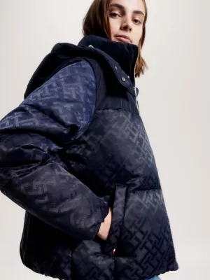 Jaqueta puffer de nylon reciclado com monograma TH de Nova York