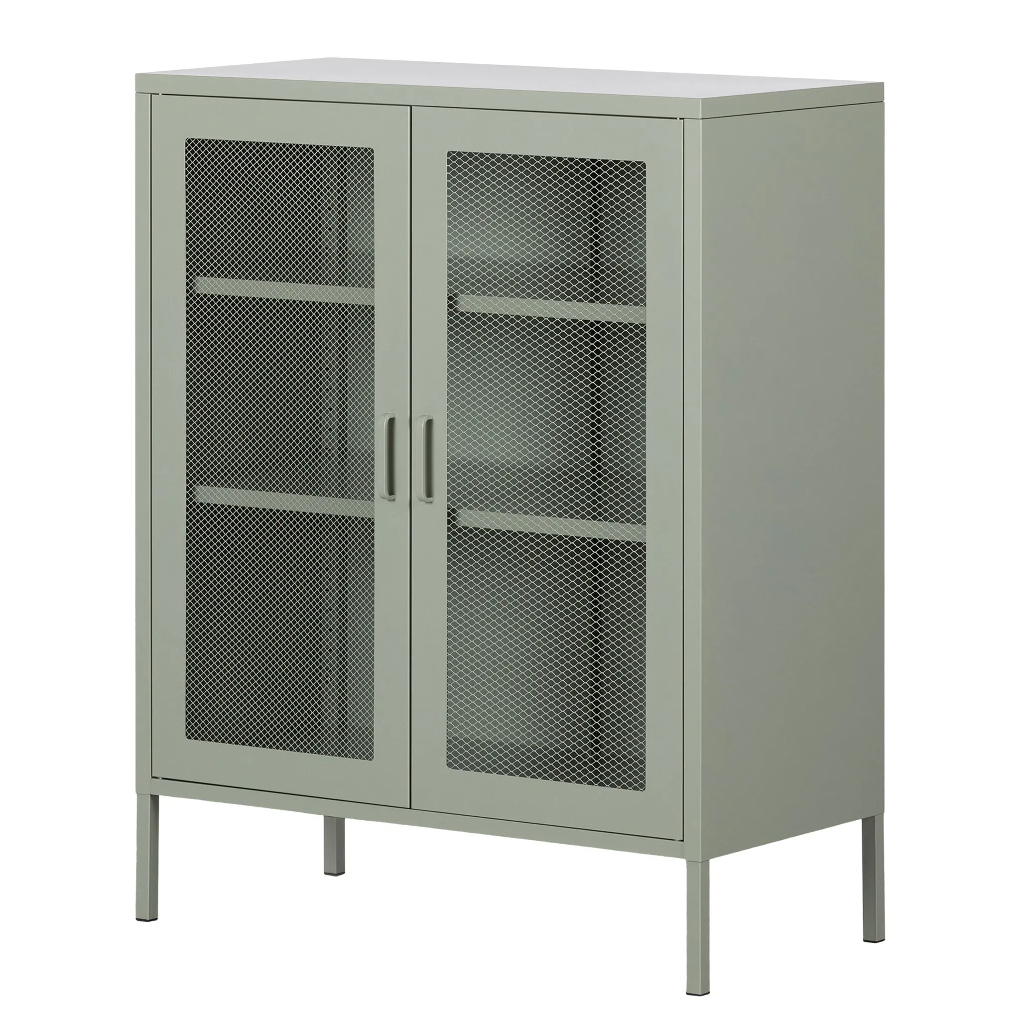 South Shore Meuble de Rangement avec Portes Grillagées en Métal Crea - Vert Sauge