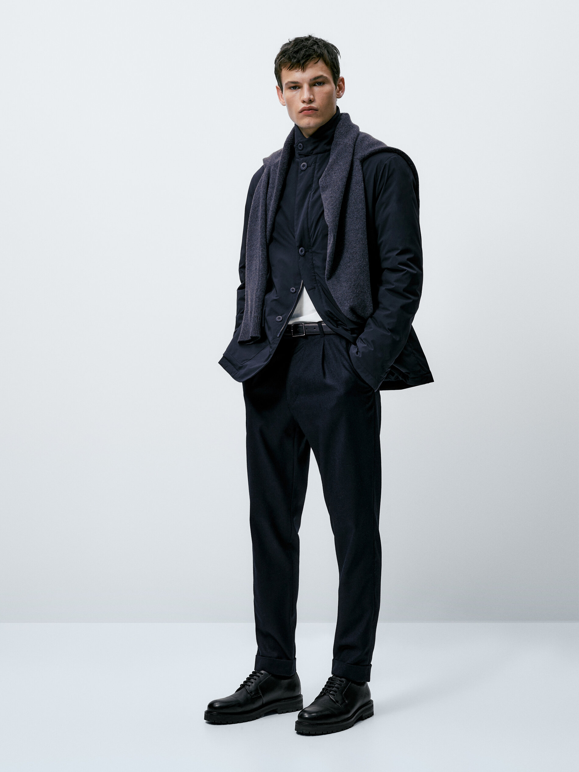 Blazer com enchimento de plumas e penas - AZUL MARINHO