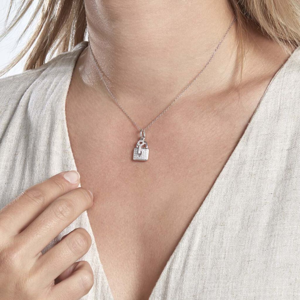 Pendentif Amelot Argent Blanc Oxyde De Zirconium