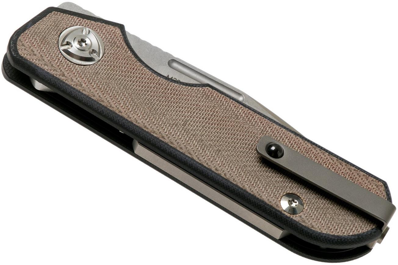Liong Mah Traveller Spearpoint Green Canvas Micarta zakmes