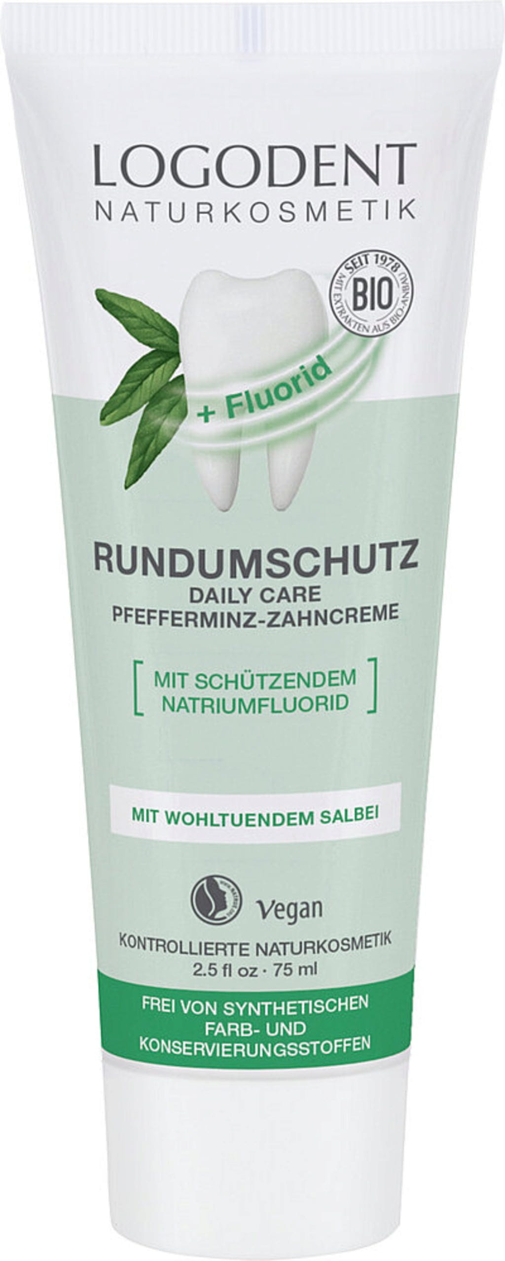 LOGONA  Rundumschutz daily care Pfefferminz-Zahncreme, 75 ml