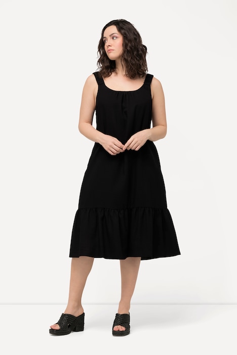 Midikleid, Elastikträger, Rundhals, ärmellos, Taschen