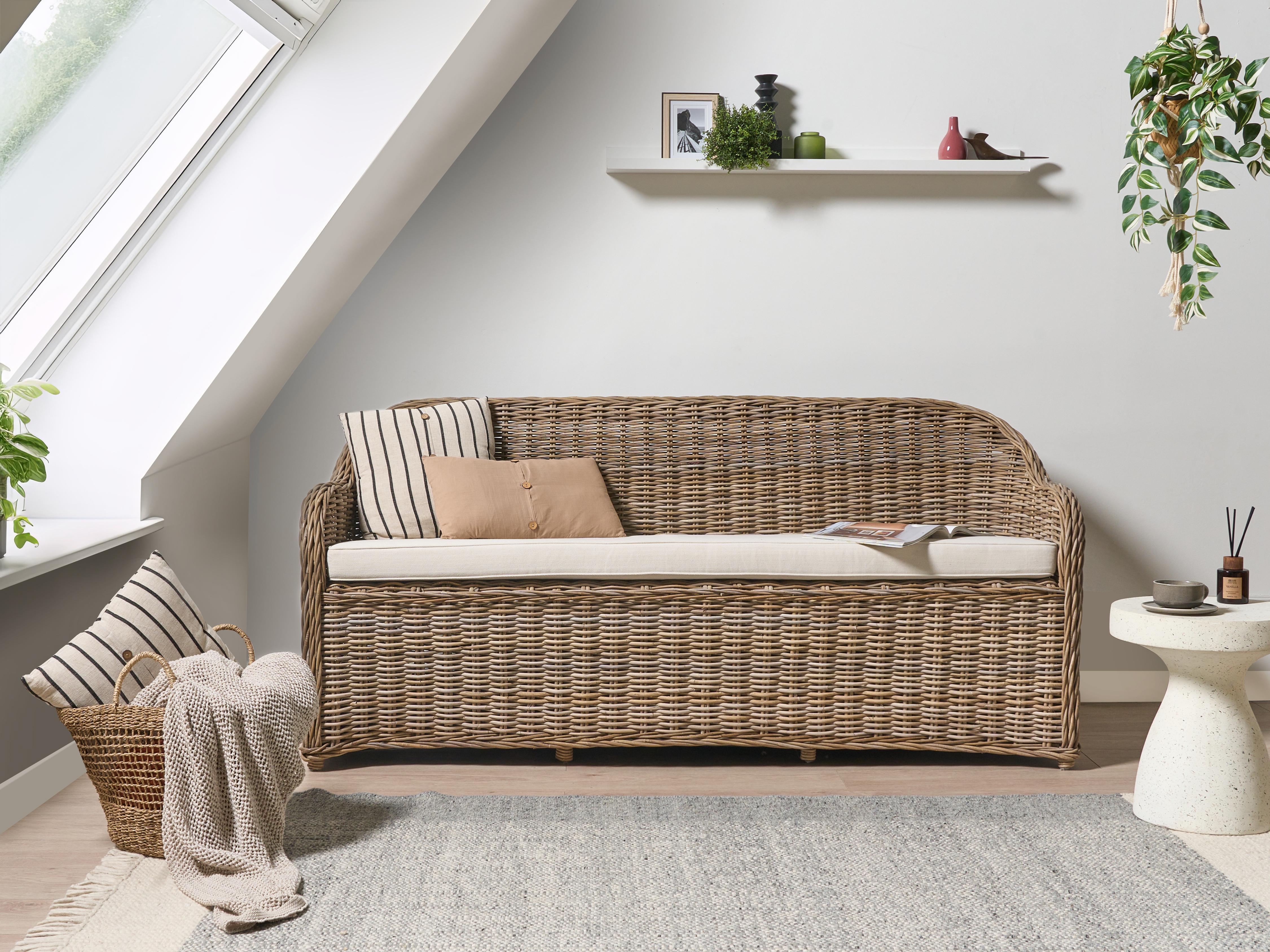 Tuinbank met zitkussen SUSUA 189 cm Rotan Natuurlijk