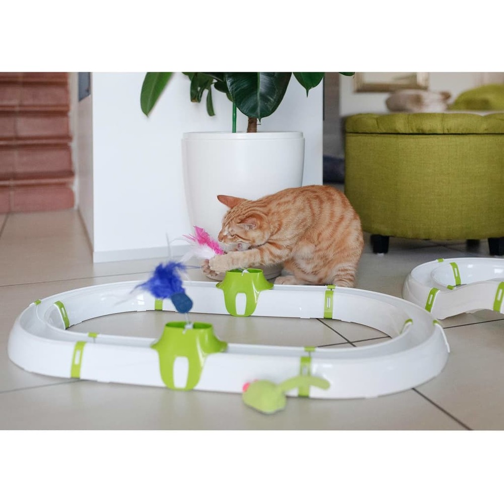Jouet pour chat amusement en circuit turbine blanc