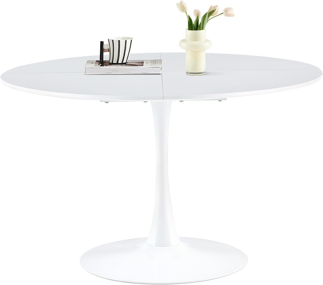 Moderner runder Esstisch, Stehtisch, Schreibtisch für Küche, Esszimmer, Wohnzimmer und Büro, für 4-6 Personen, Ø 120 cm, Weiß