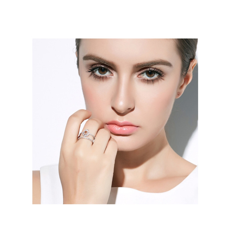 Bague orné de cristal de Swarovski Blanc et Orange et Plaqué Rhodium