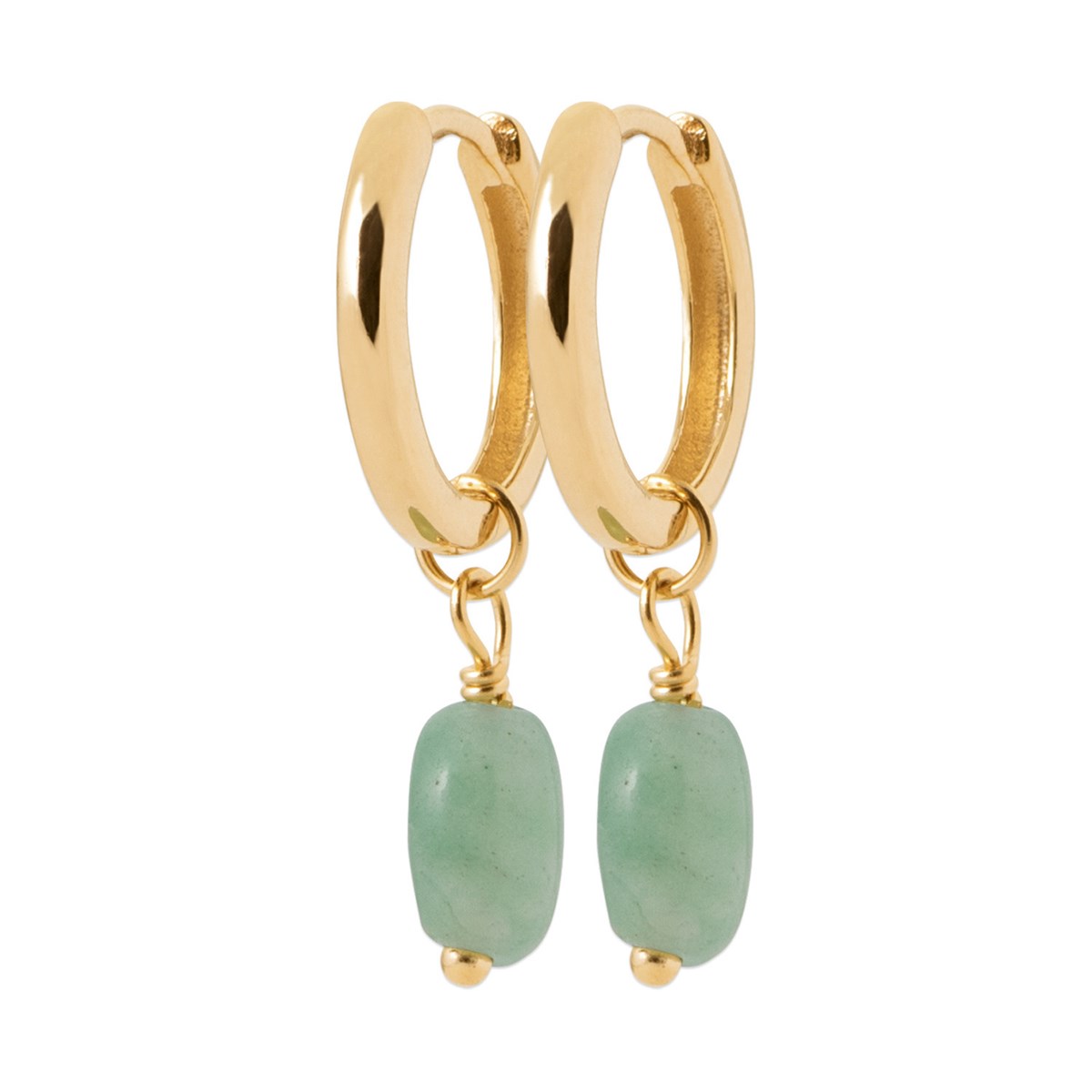 Créoles Brillaxis plaqué or amazonite 13mm