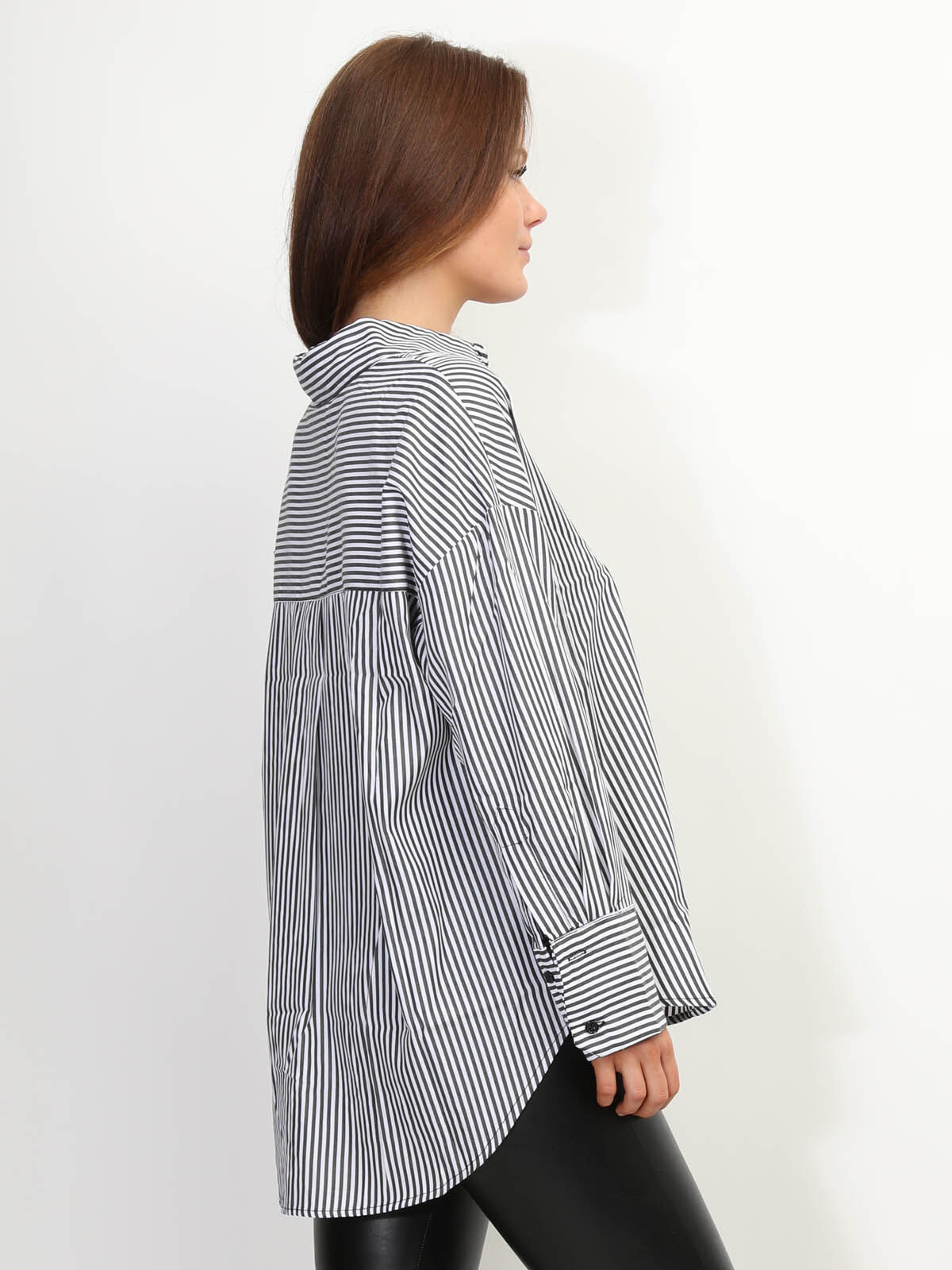 Chemise oversize à rayures- Noir