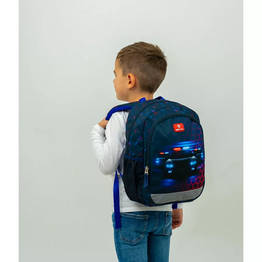 Belmil Kindergartenrucksack Kiddy Plus Kindergartenrucksack für 3-6 Jährige Kinder mit Brustgurt Police