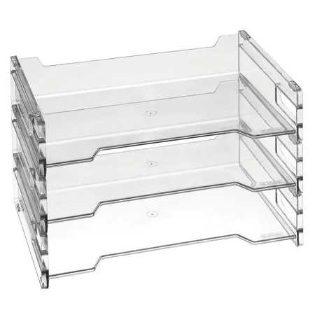 Herlitz Ablagekorb transparent hochglanz glasklar, DIN A4, quer, 3 Stück