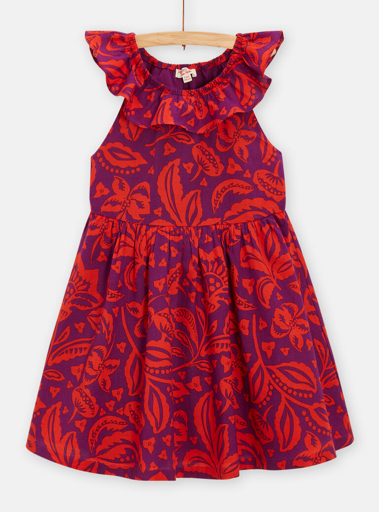 Robe chemise violette à imprimé fleuri pour fille