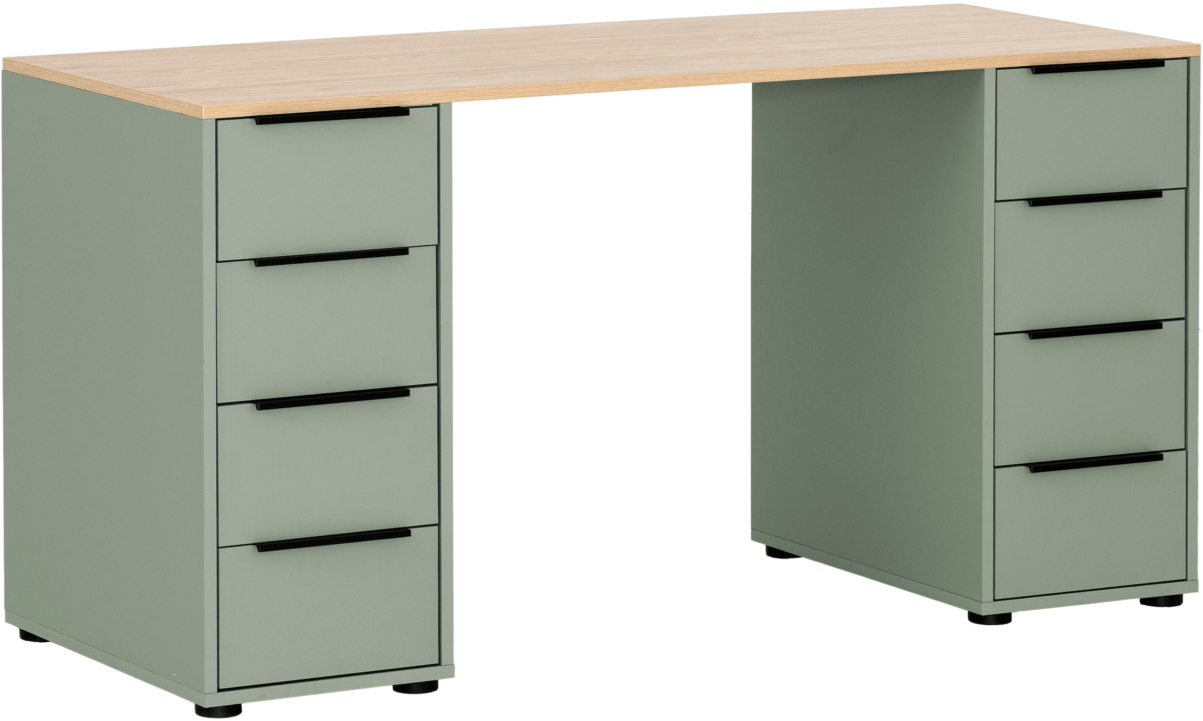Schildmeyer Schreibtisch »Elma, Breite 140 cm« Holzdekor mit fühlbarer Struktur, Metallbeschläge, Teilauszüge