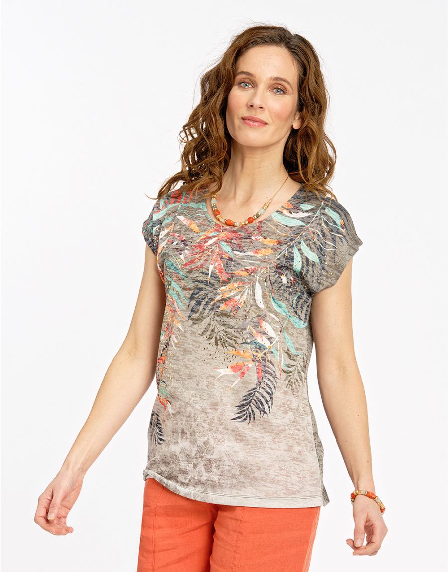 Tee-shirt kaki imprimé