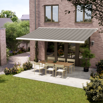 Knikarmscherm Calando streep zwart/bruin (kleurnr. 338640) op maat