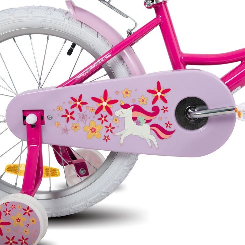 Joystar - Unicorn - Kinderfiets - Fuchsia - 12 Inch - Met Mand en Zijwieltjes