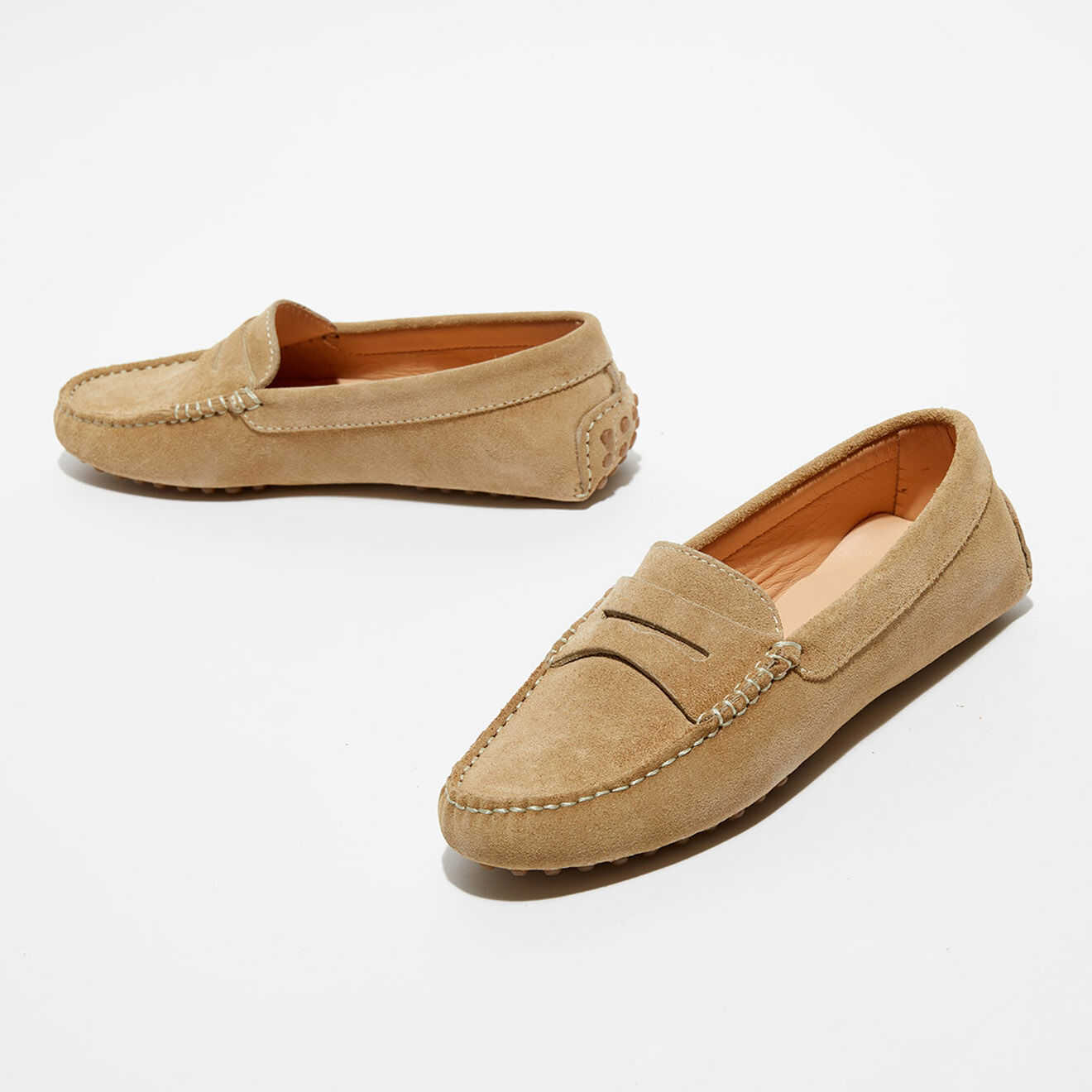 Loafers Mocassins en Velours de Cuir Miss sable