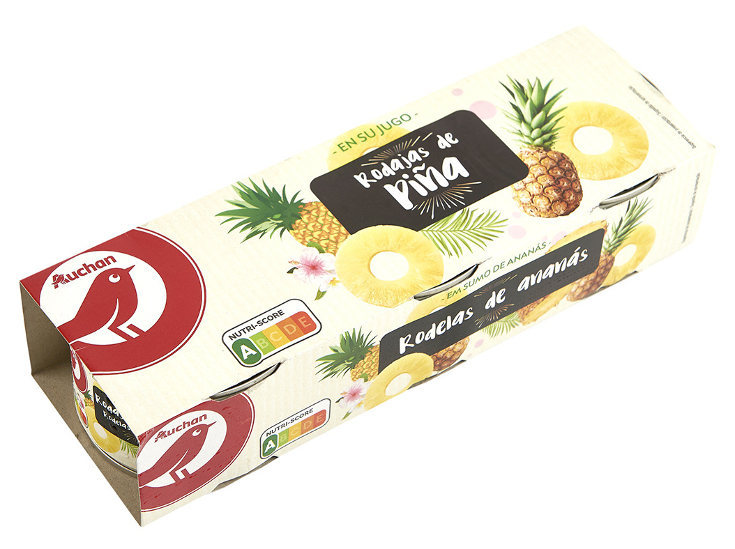 ANANÁS RODELAS AUCHAN EM SUMO NATURAL 3X 140 G