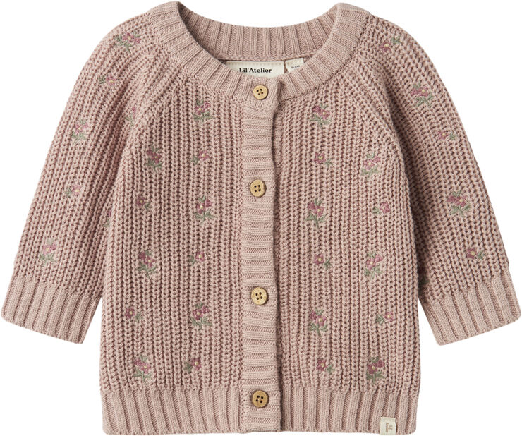 Lil' Atelier NBFEMLEN EMB AO LS KNIT CARD LIL Shadow gray