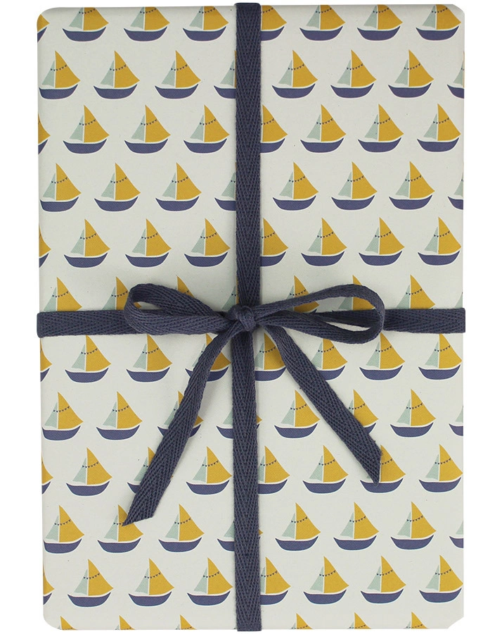 Geschenkpapier SCHIFFCHEN 3er-Set in blau/gelb