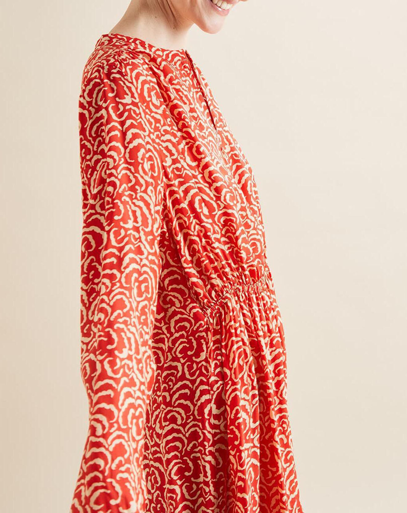 Chloé Stora Robe 100% Soie Marcia imprimée rouge