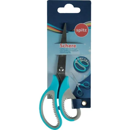 Stylex Schreibwaren Schere mit Komfortgriffen / Länge 15 cm / spitz / Farbe: blau
