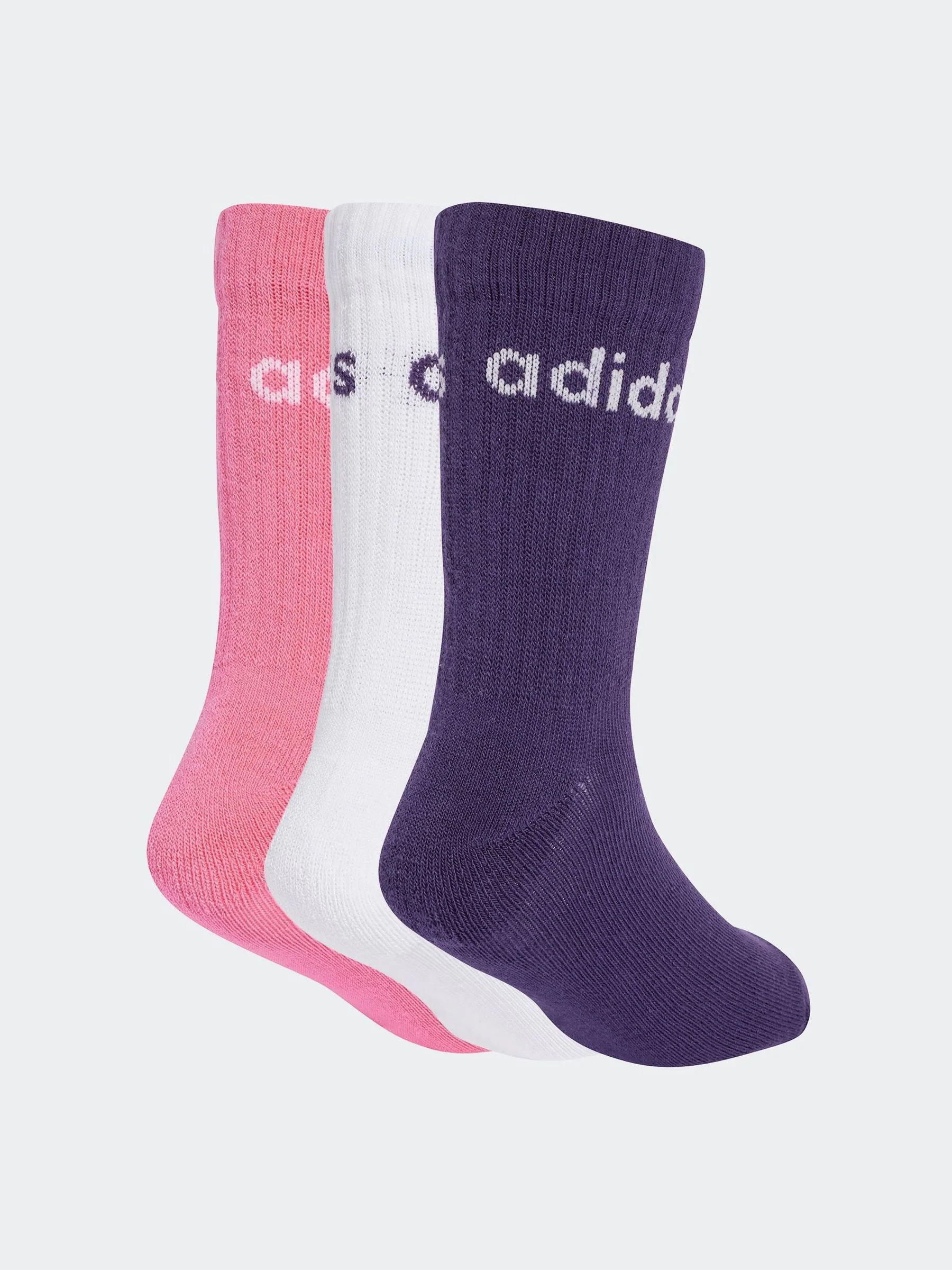 Wit - adidas Linear Kids Crew Socks 3 Pack