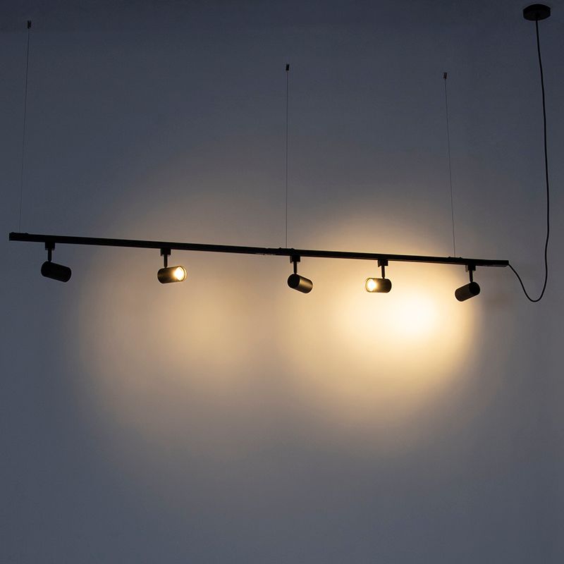 Modern hangend railsysteem met 5 spots zwart 1-fase  - Iconic Jeana