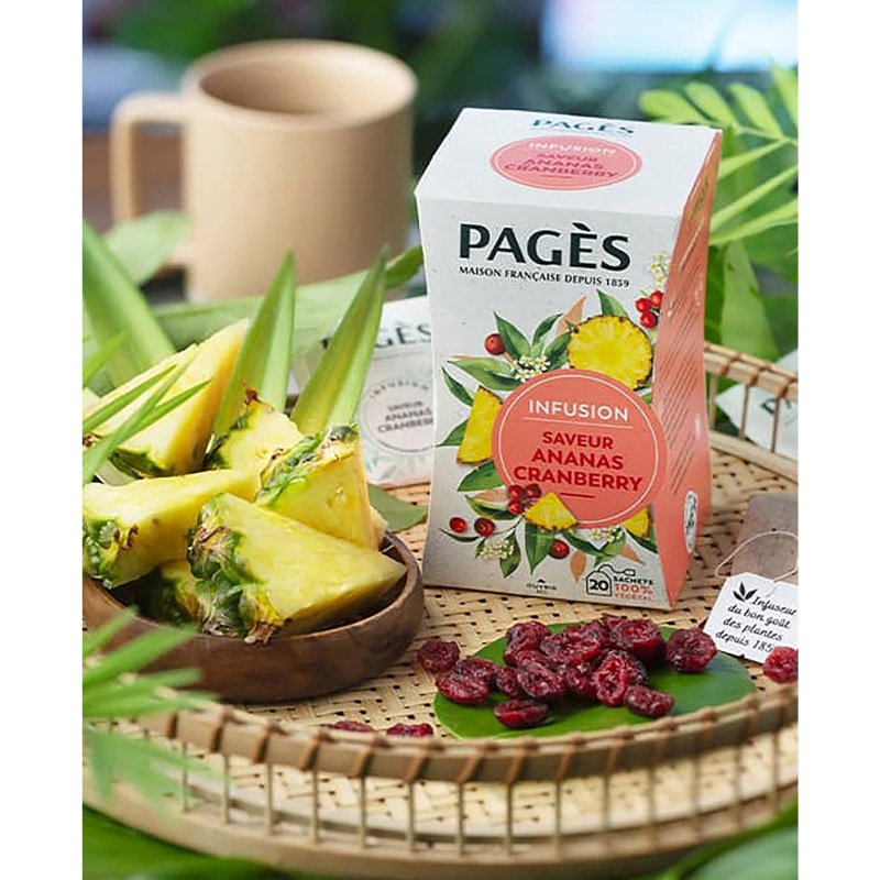 Infusion ananas cranberry Pagès – Boîte de 20 sachets