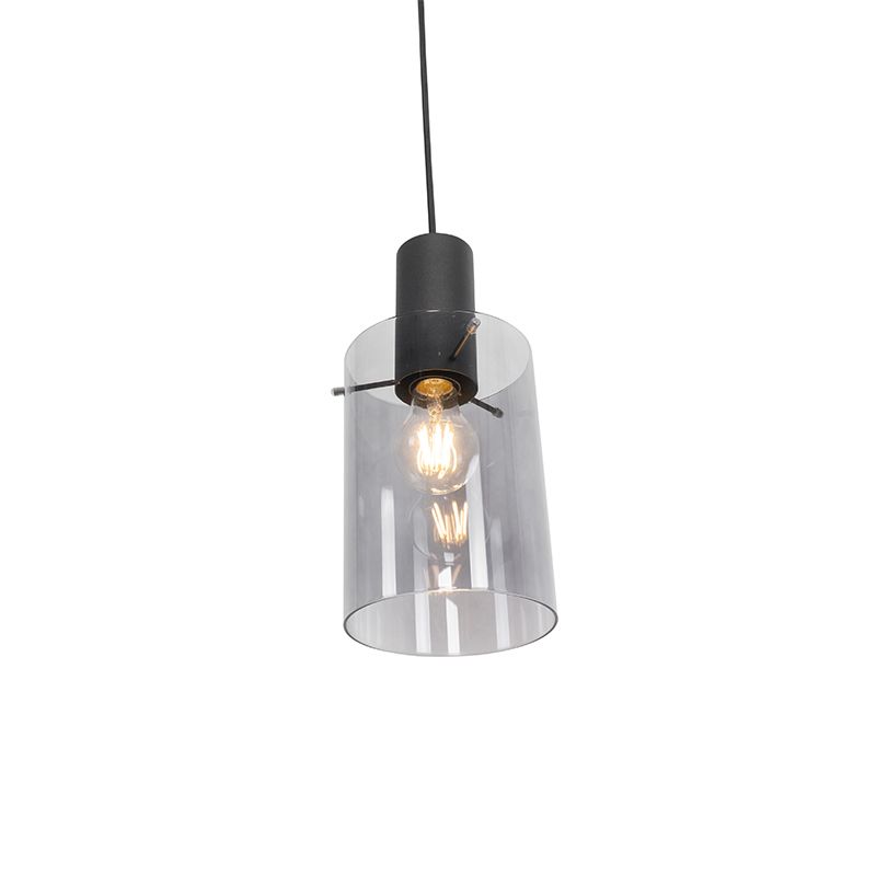 Vintage hanglamp zwart met smoke glas - Vidra