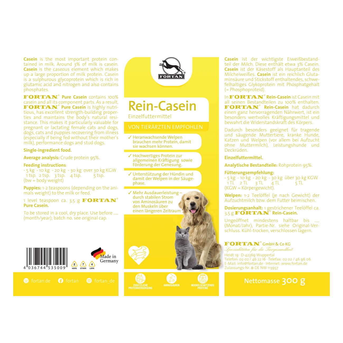 Fortan Rein-Casein – Hochwertiges Milcheiweiß zur Futterergänzung