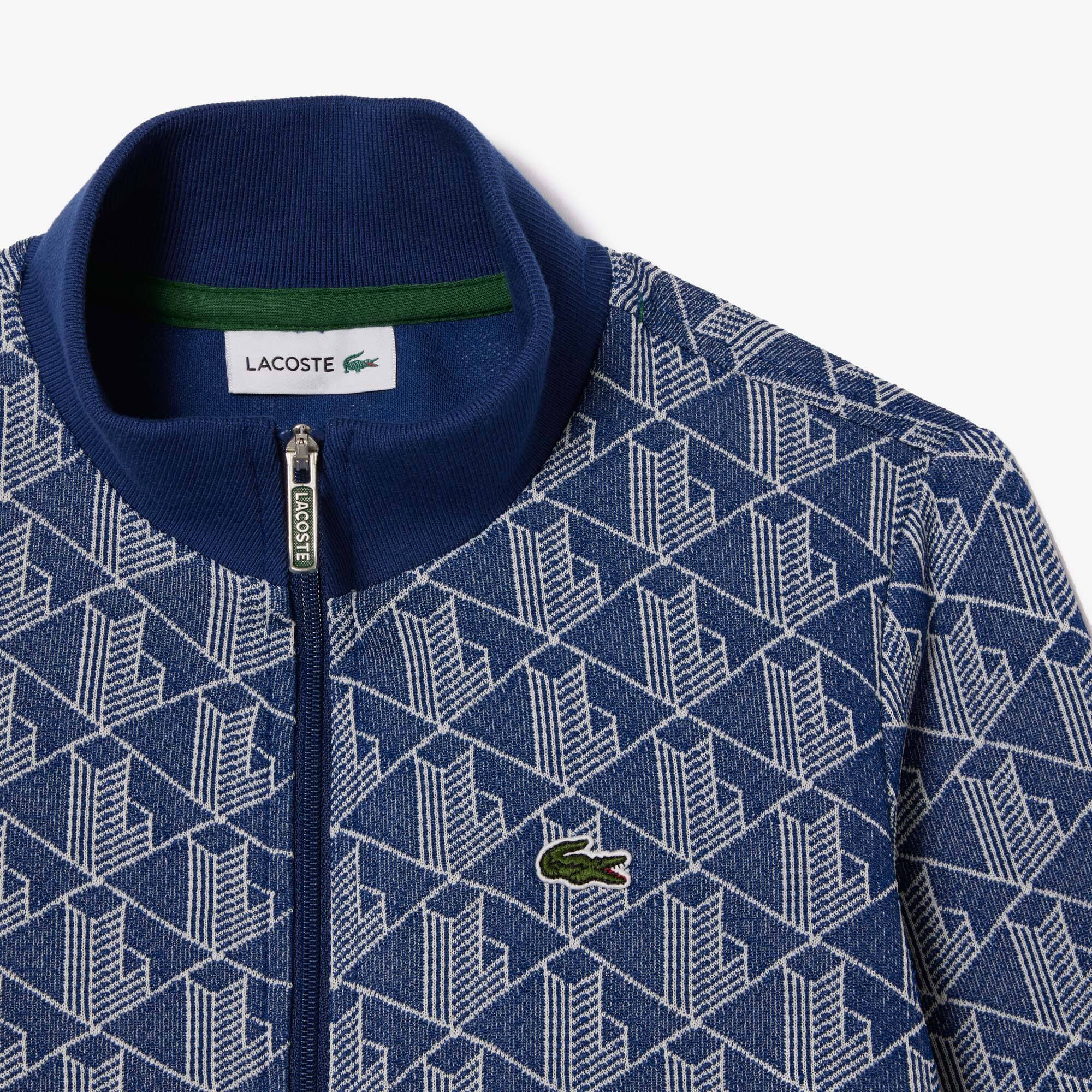 Sweatshirt zippé avec monogramme et col montant Pullovers & Sweatshirts - Bleu - Lacoste - Enfant