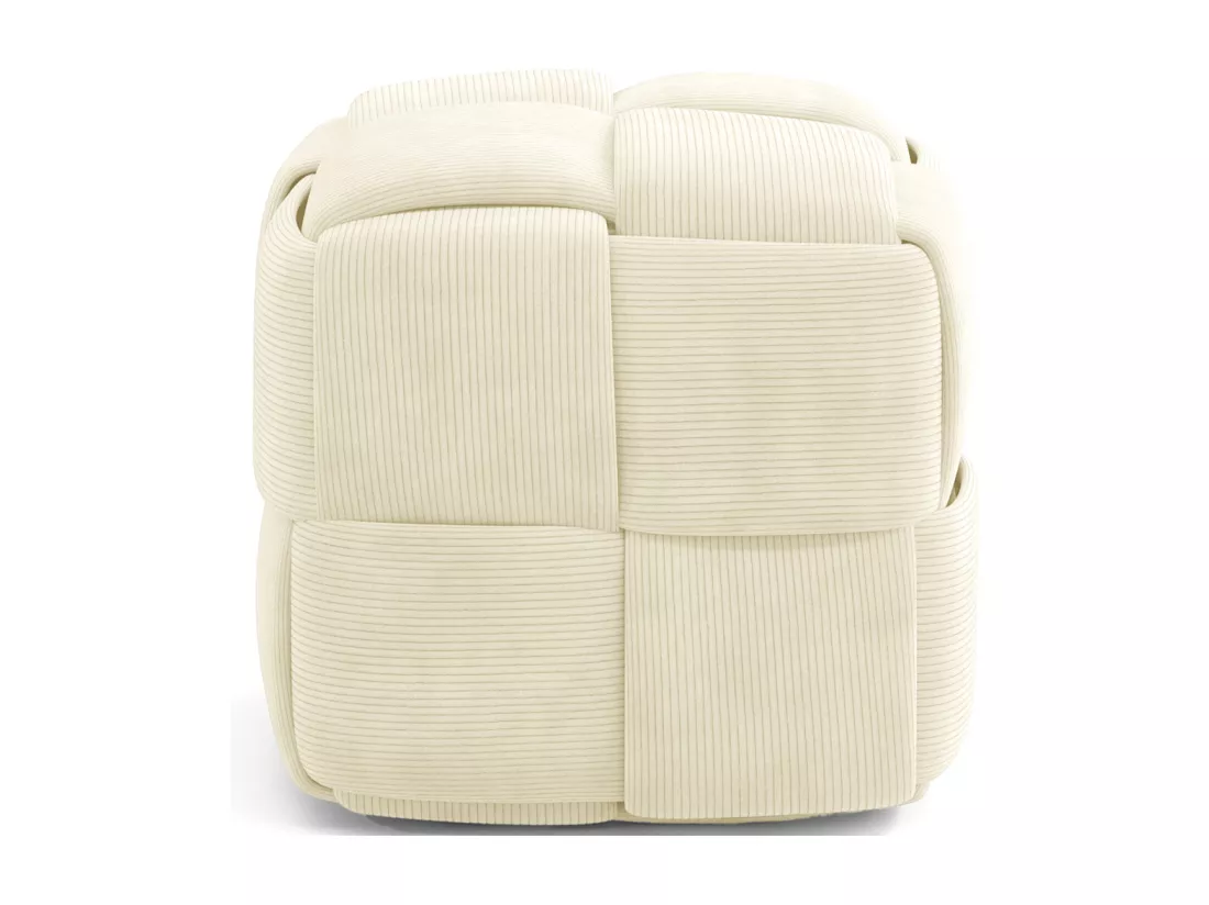 Pouf Carré Tapissé en Velours Côtelé - Design Moderne - Cube Moutarde