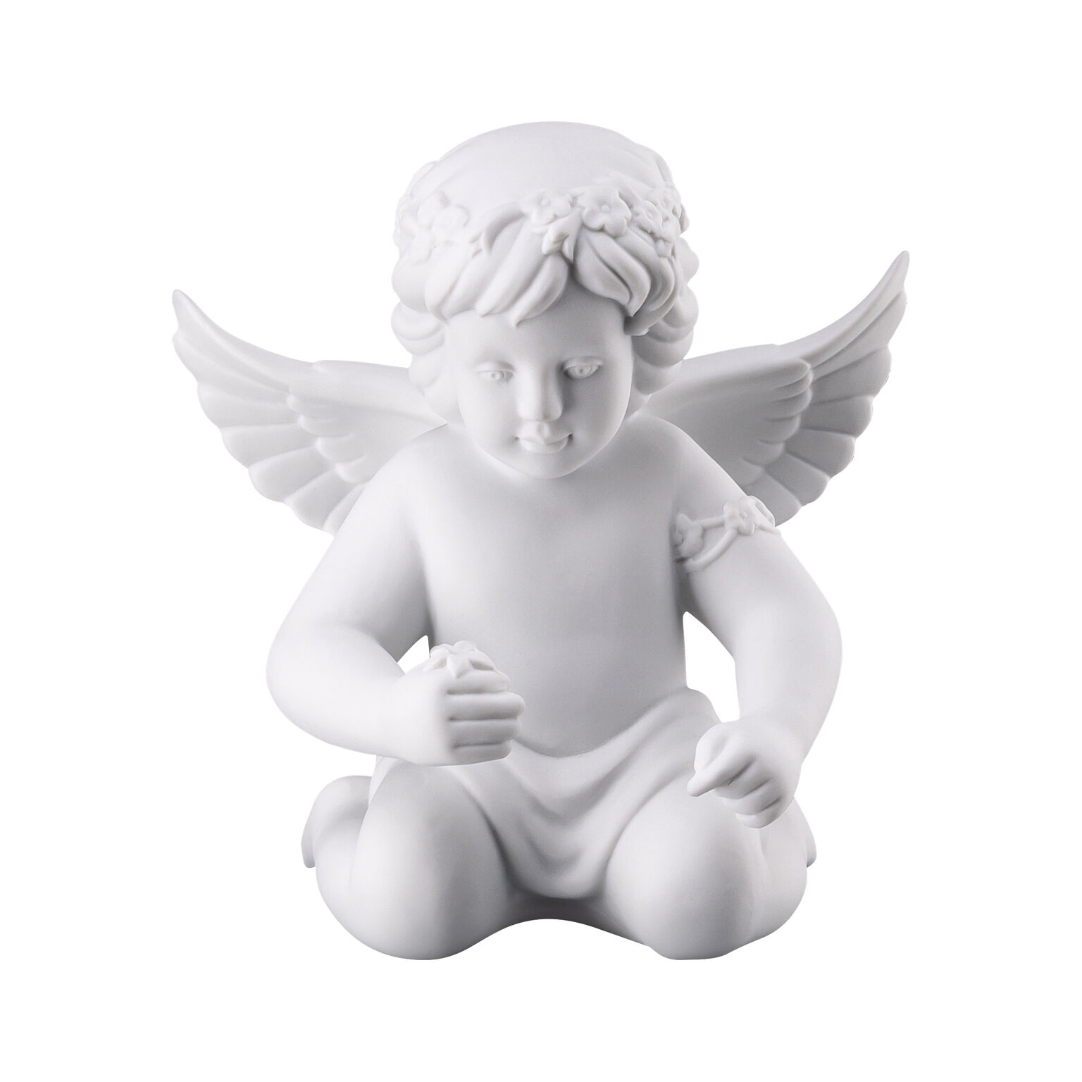 Angels Weiss matt Engel mit Blumenkranz