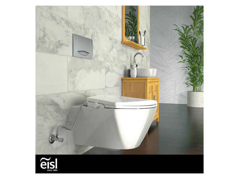 Douche-wc opzetstuk met soft-close-mechanisme en snelsluiting