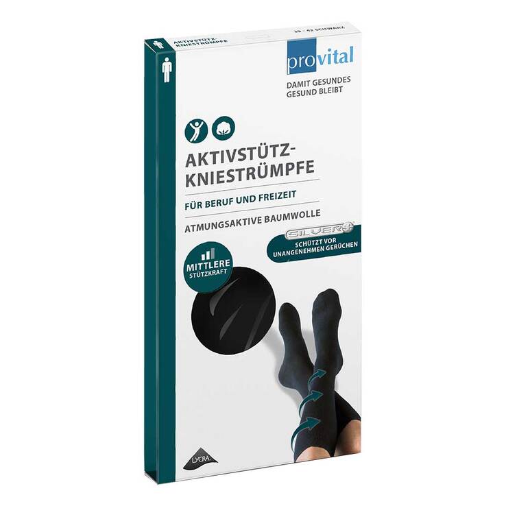 Provital Aktivstützkniestrümpfe Herren Größe 43 - 46 schwarz, 2 St