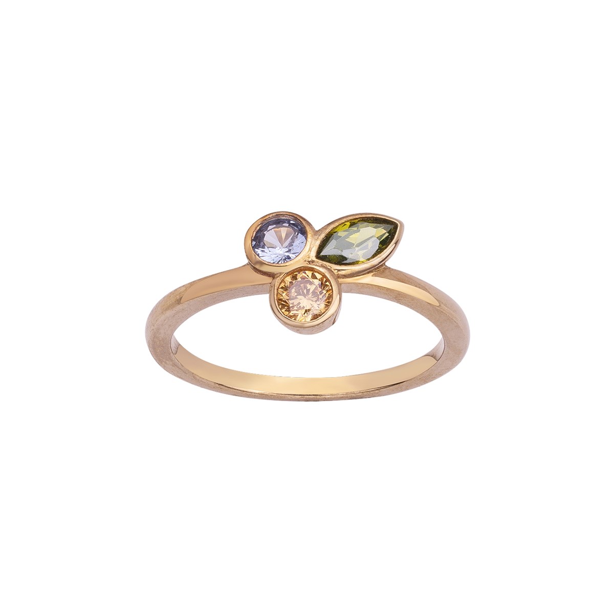 Bague en Plaqué Or avec oxyde de zirconium multicolore