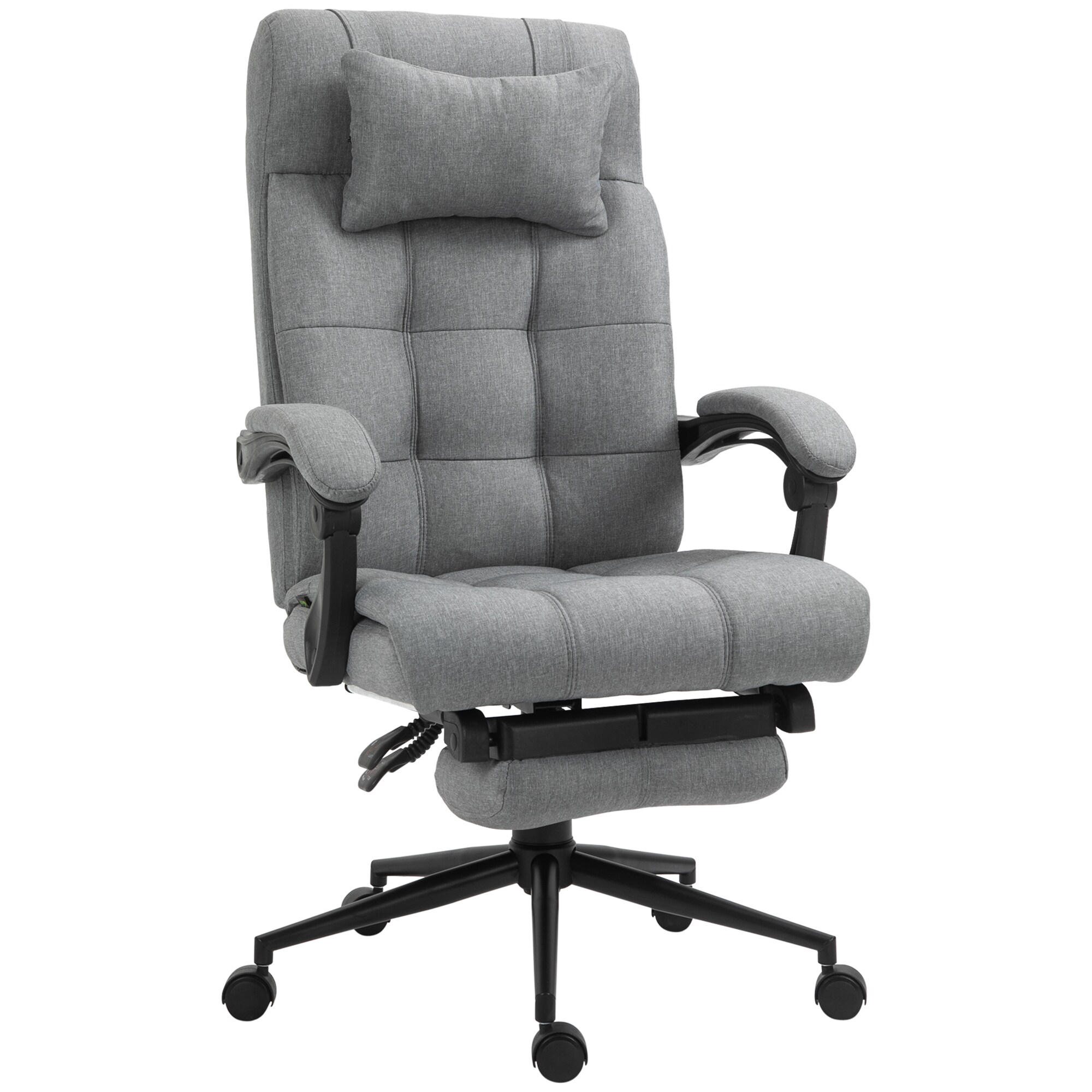 Vinsetto Bürostuhl Höhenverstellbar mit Fußstütze grau 66B x 70T x 116-124H cm