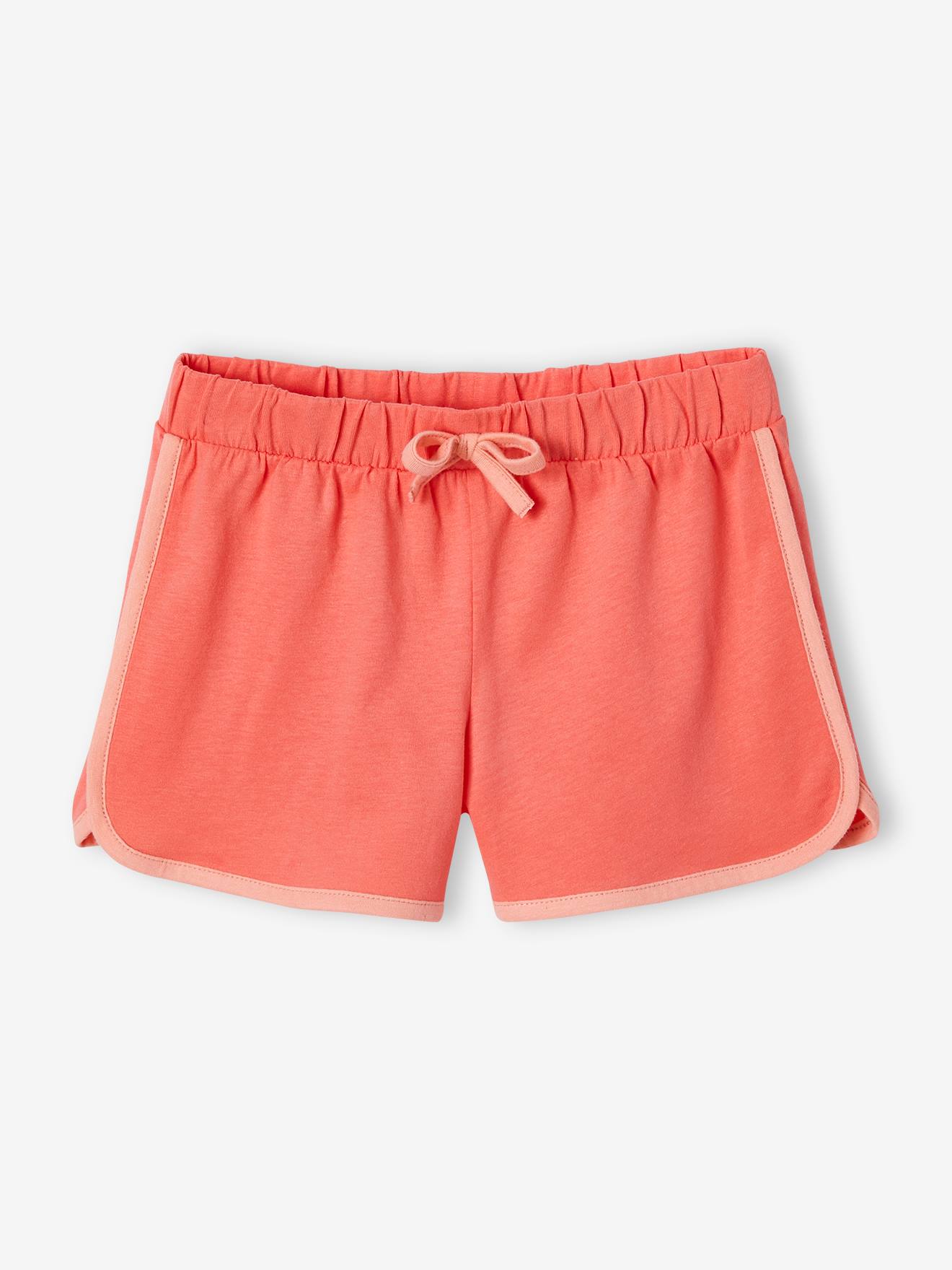Conjunto de pijama esportivo coral com shorts para meninas