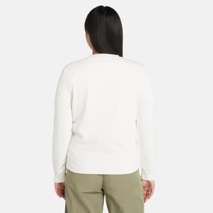 Sweat à col rond et envers brossé pour femme en blanc