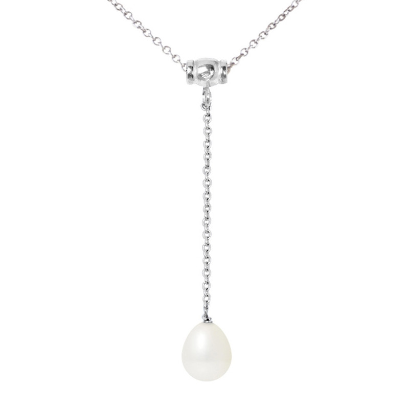 Collier Femme en Argent Massif 925/1000 et Perle de Culture d'eau douce Blanche