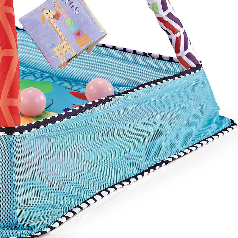 Baby Spielbogen Erlebnismatte Krabbel Decke inkl. Bunte Bälle - Blau