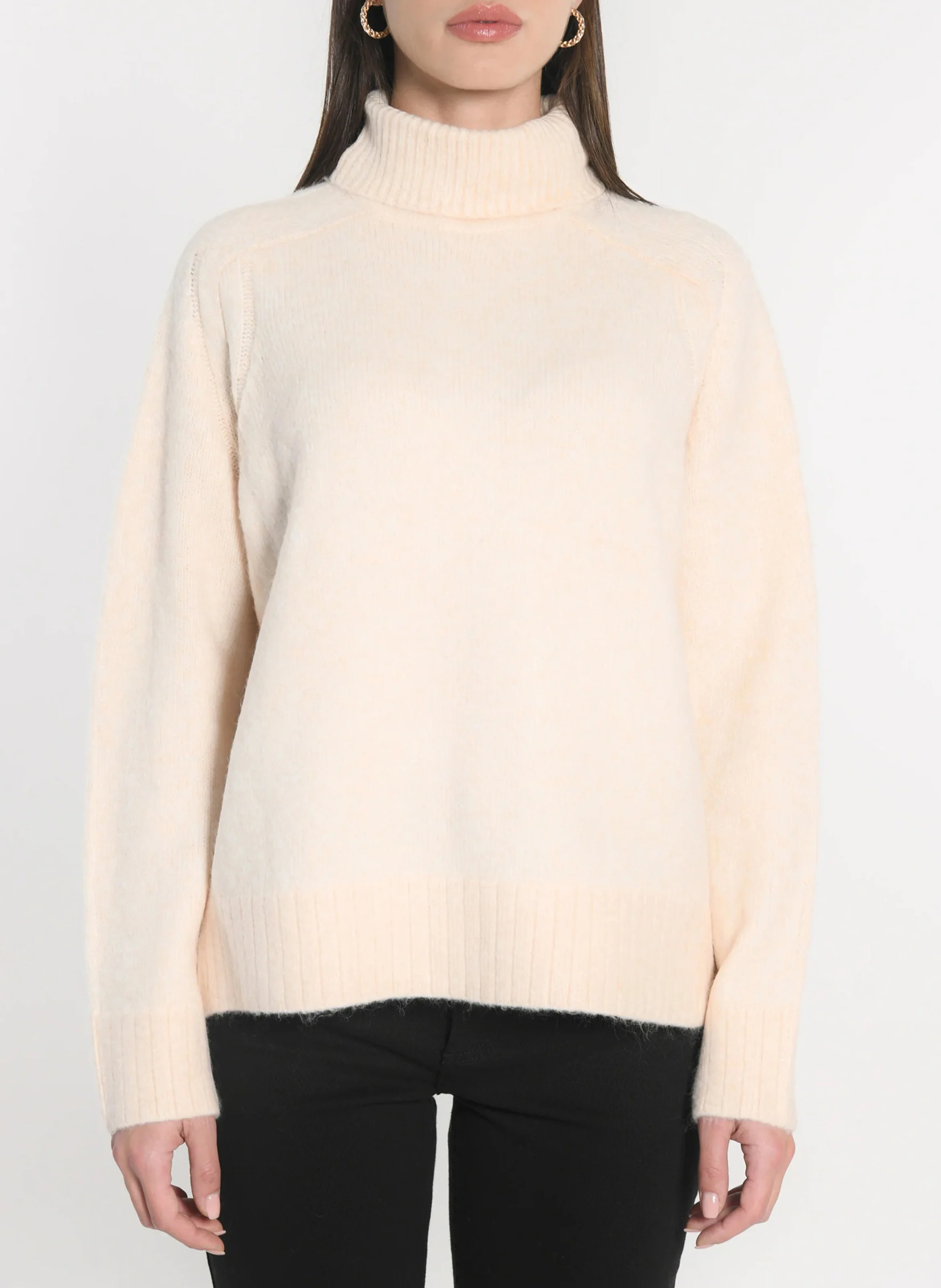 JOANA - Pull ample col roulé| Beige
